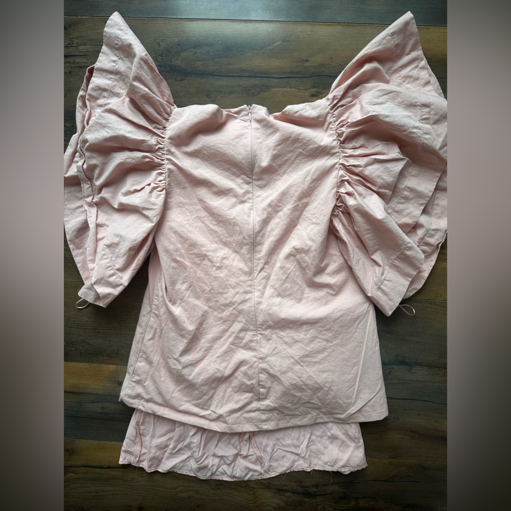 Mable Pink Puff Sleeve Blouse Babydoll Cotton Statement Top S - Picture 6 of 7